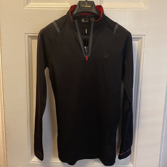 Spyder 1/4 zip men’s black long sleeve top - size small - Picture 3 of 11